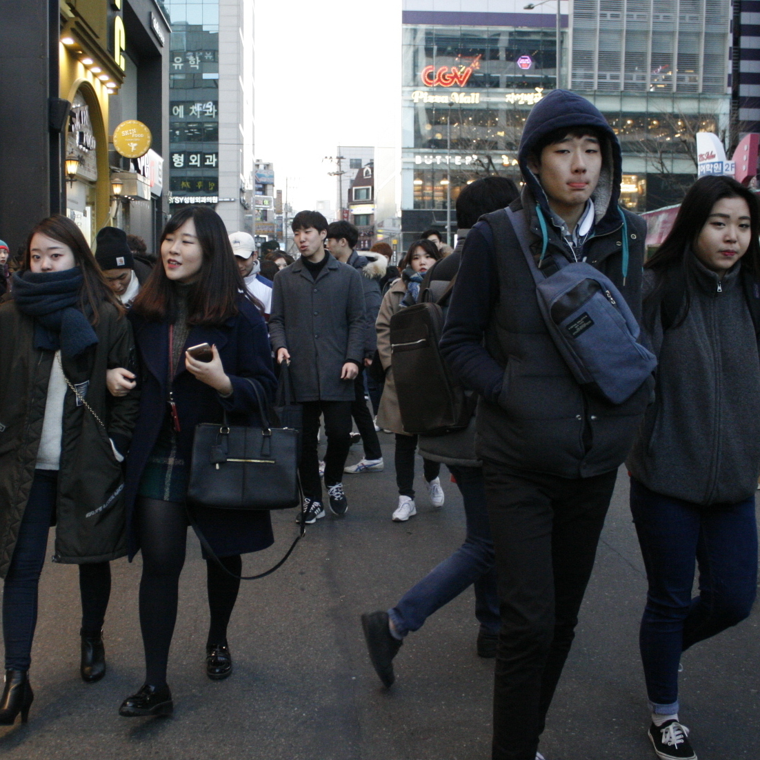 Young South Koreans in the Hongdae neighborhood of Seoul, the weekend following North Korea's latest announcement of a nuclear test.