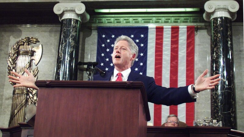 President Bill Clinton's final state of the union set a record at one hour and 29 minutes. Clinton dwelt primarily on improvements made in the economy during his administration. (Stephen Jaffe/AFP/Getty Images)