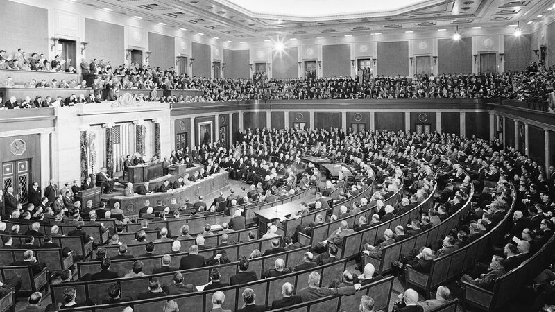 President Dwight Eisenhower delivered his final State of the Union speech to a packed House in January 1960. (AP File Photo)