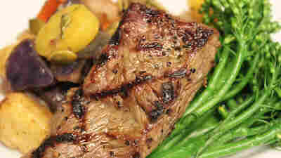 A dish featuring antibiotic-free beef from Strauss Beef served at Overlake Medical Center in Bellevue, Wash.