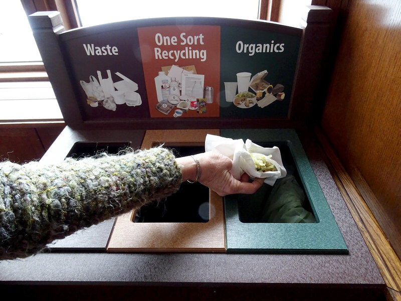 The compost/recycle system at Plymouth Congregational Church in Minneapolis, Minn. According to Creation Justice Ministries, it's just one example of the various projects churches have implemented to reduce waste. (Courtesy of Plymouth Congregational Church)