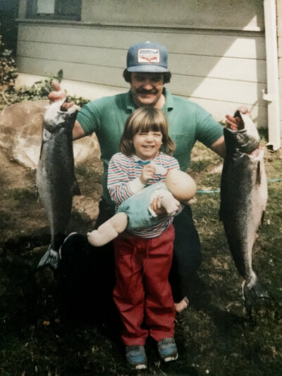 Sara and her father around 1985. (Courtesy of Sara Anderson)