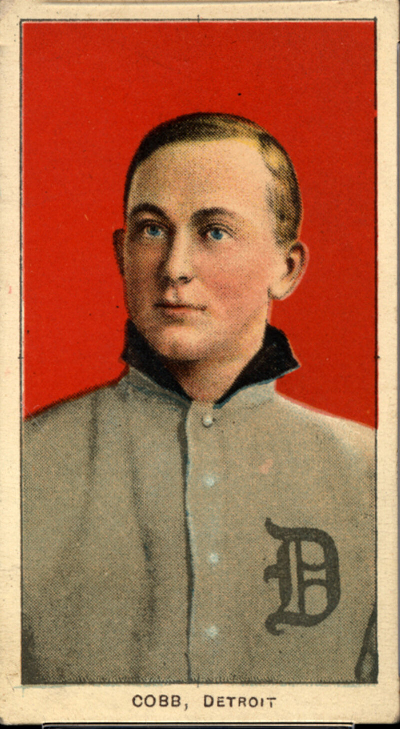 One of seven identical Ty Cobb baseball cards — a baseball card find of a lifetime — that were found in a crumpled paper bag in a dilapidated house.