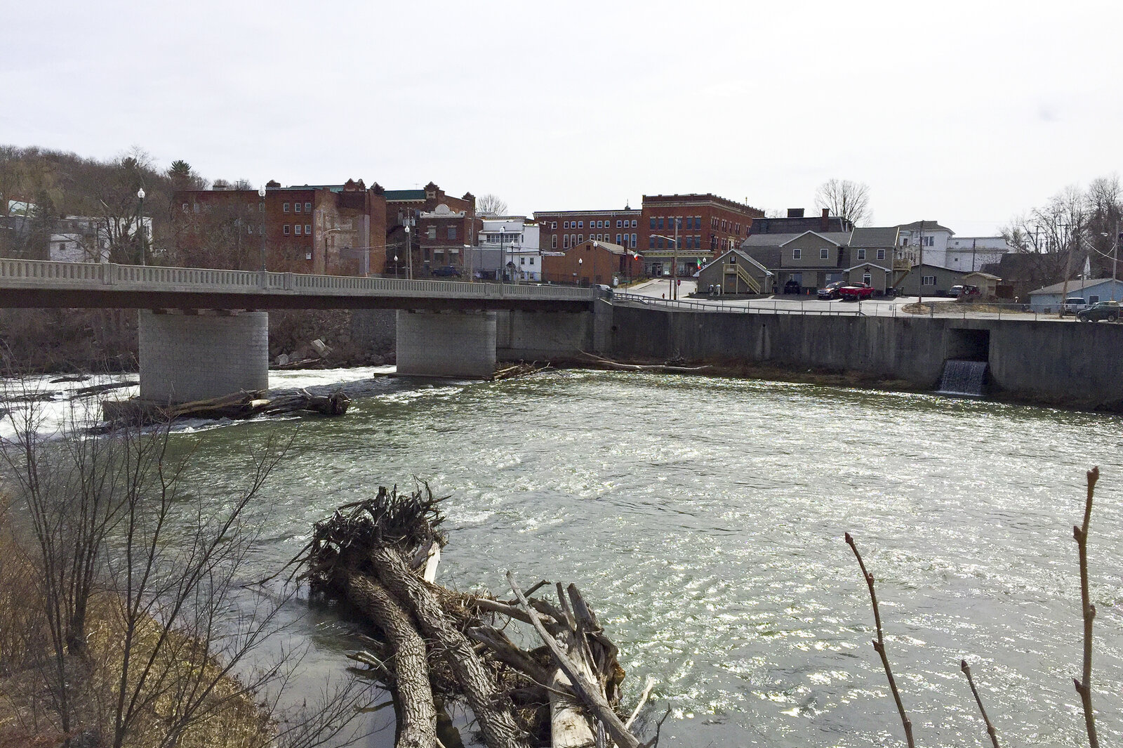 The village of Hoosick Falls, N.Y., sits along the Hoosick River in eastern New York. Elevated levels of a suspected carcinogen known as PFOA were found in the village's well water, which is now filtered.