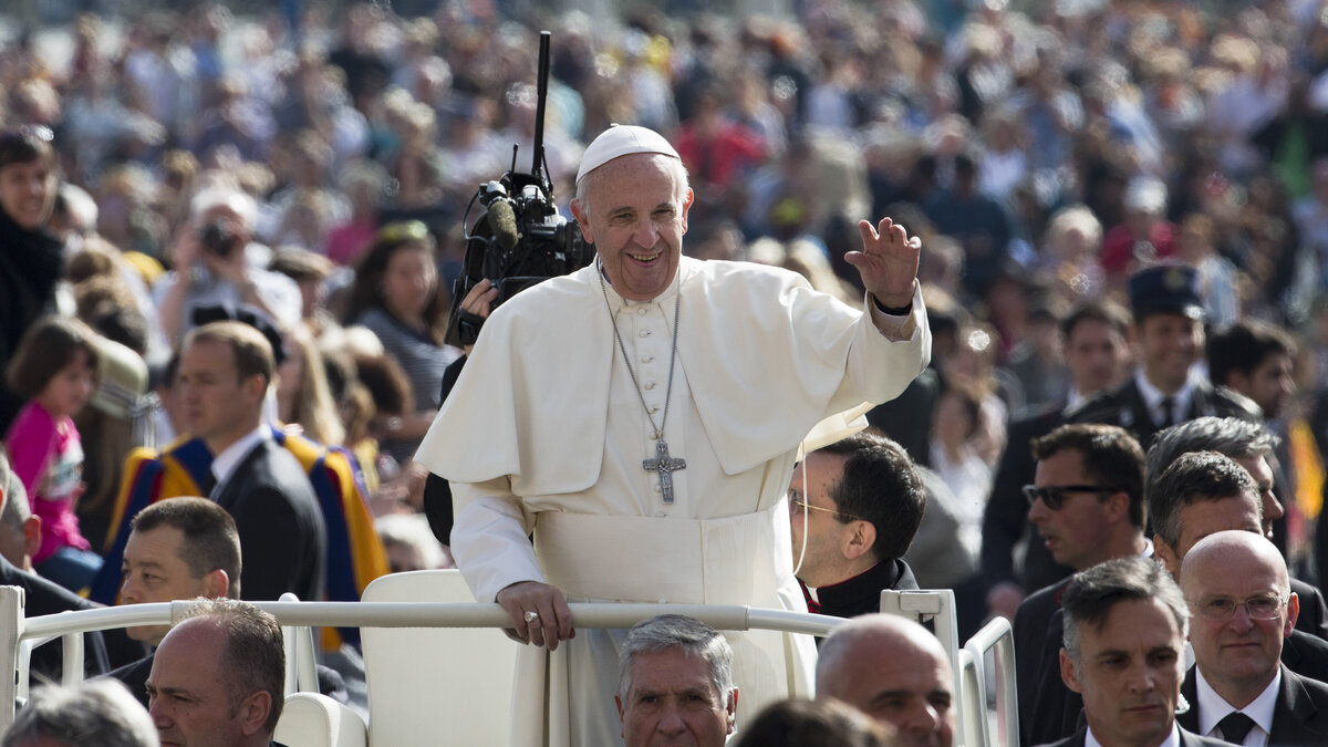 Pope Francis at his weekly general audience in St. Peter's Square on Wednesday. On Friday he released a post-synodal apostolic exhortation called "Amoris Laetitia," or "The Joy of Love."