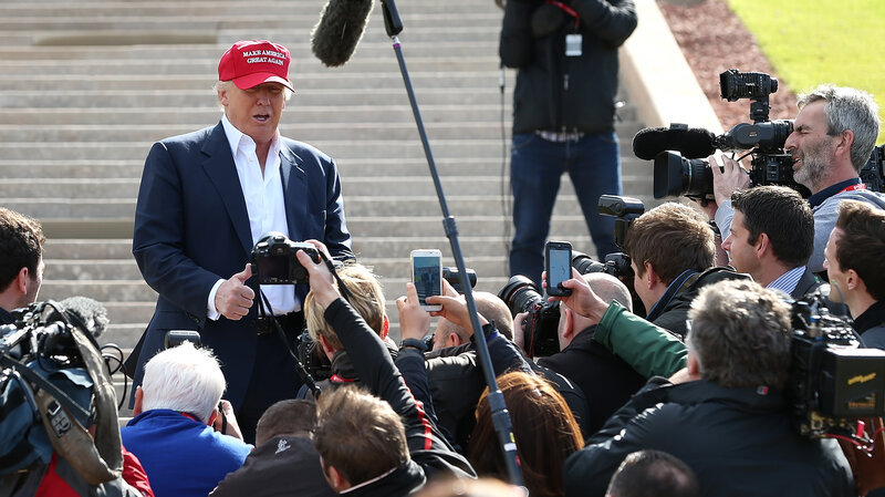 Presumptive Republican nominee Donald Trump has a love/hate relationship with the press, drawing high levels of publicity while limiting access to media organizations. Presumptive Republican nominee Donald Trump has a love/hate relationship with the press, drawing high levels of publicity while limiting access to media organizations.