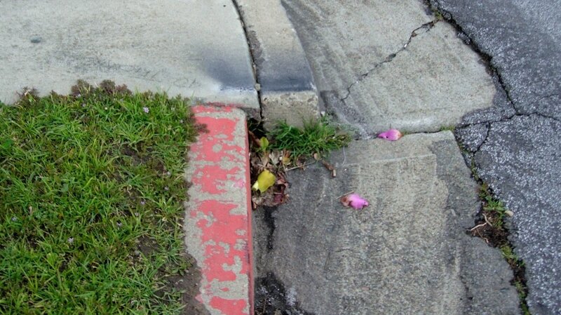 The curb in Hayward, shown in March 2006, has changed over the years. For decades it moved about 4 millimeters per year.