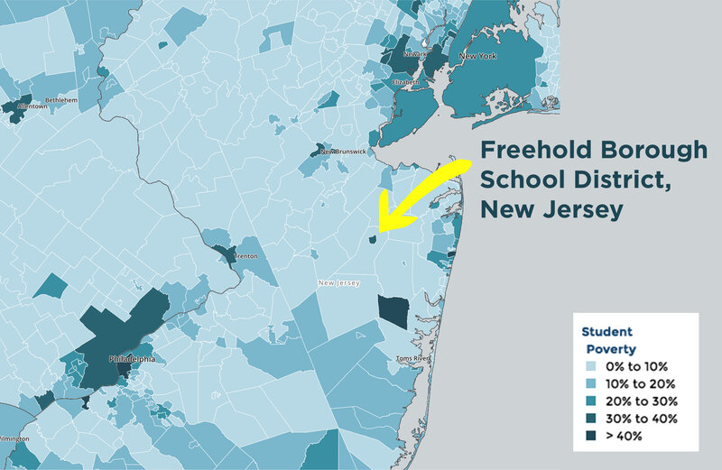 A close look at New Jersey's school districts shows "island" districts with higher levels of poverty than the surrounding districts.