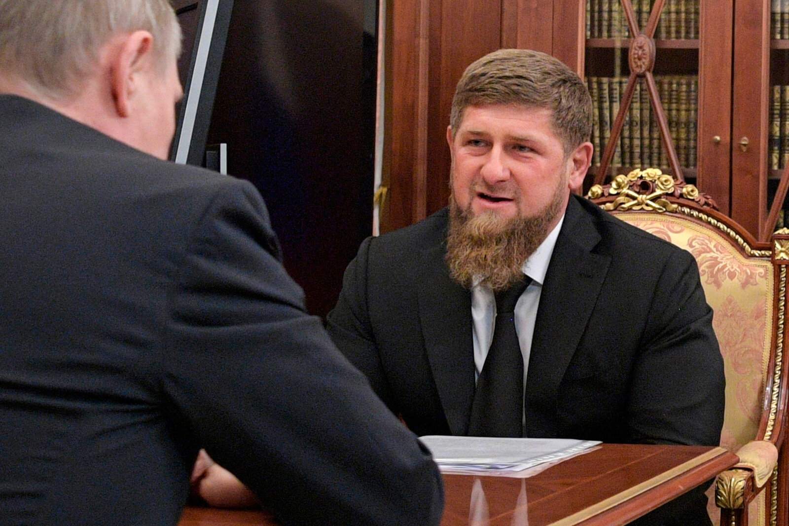 Chechnya's leader Ramzan Kadyrov met with Russian President Vladimir Putin at the Kremlin in April and denied reports that gay men were being targeted or mistreated. (Alexei Druzhinin/AP)