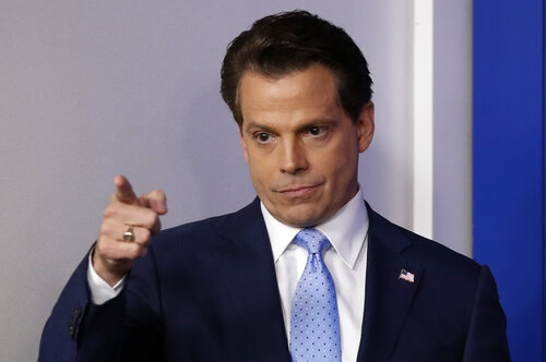 Anthony Scaramucci, White House communications director, points as he arrives during a press briefing on July 21.
(Alex Brandon/AP)