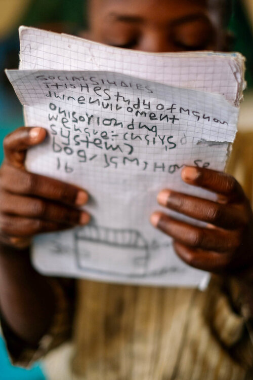 Now attending school, the boy is learning English and can count up to 30.
(Jide Adeniyi-Jones for NPR)