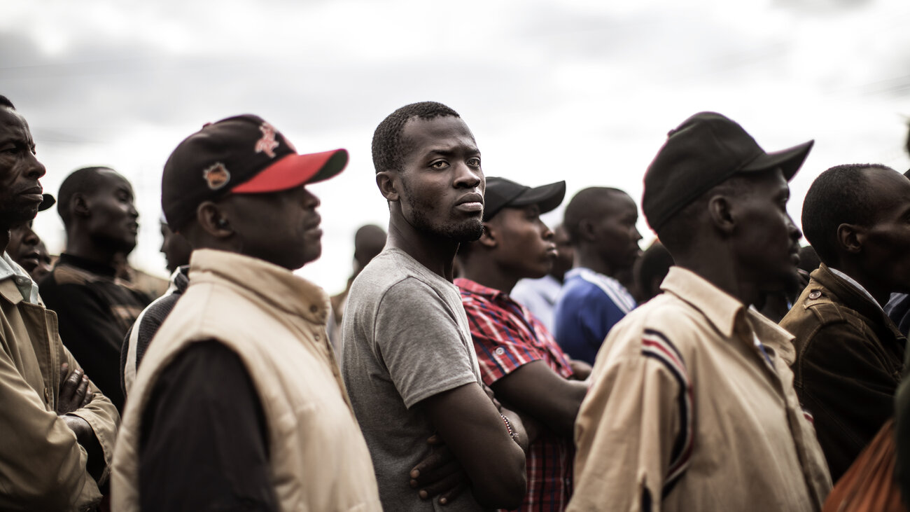 Voters in Nairobi follow the latest election news on TV on Friday, waiting for the announcement of the final results.
(Marco Longari/AFP/Getty Images)