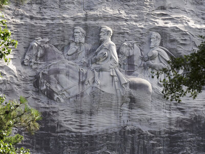 On Stone Mountain near Atlanta, a carving depicts Confederate Civil war figures Stonewall Jackson, Robert E. Lee and Jefferson Davis. (John Bazemore/AP)