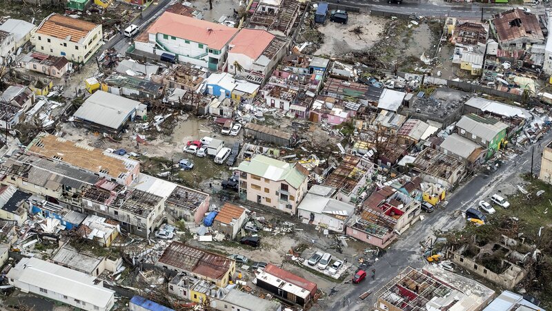 An aerial photograph released by the Dutch Department of Defense shows the damage of Hurricane Irma in Philipsburg, on the Dutch portion of the Caribbean island of Sint Maarten. (Gerben Van Es/AFP/Getty Images)