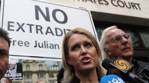 Jennifer Robinson, lawyer of WikiLeaks founder Julian Assange, talks to reporters at Westminster Magistrates Court in London on Friday.