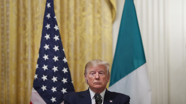 President Trump holds a news conference with Italian President Sergio Mattarella at the White House on Wednesday.