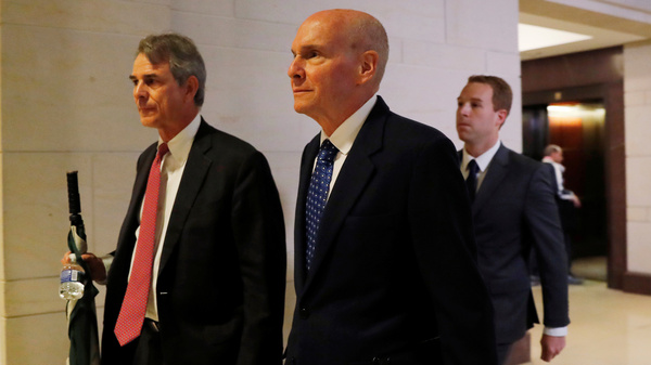 Michael McKinley, former senior adviser to Secretary of State Mike Pompeo, arrives to testify at a closed-door deposition as part of the Democratic-led impeachment inquiry into U.S. President Donald Trump on Capitol Hill in Washington.