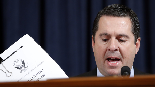 Ranking member Rep. Devin Nunes, R-Calif., makes an opening statement as former White House national security aide Fiona Hill, and David Holmes, a U.S. diplomat in Ukraine, testify before the House Intelligence Committee on Capitol Hill last month.