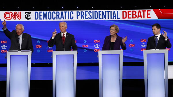 As of the new year, there are four leading contenders for the Democratic presidential nomination, from left: Vermont Sen. Bernie Sanders, former Vice President Joe Biden, Massachusetts Sen. Elizabeth Warren and former South Bend, Indiana, Mayor Pete Buttigieg.