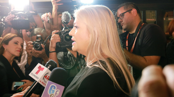 Puerto Rico Gov. Wanda Vázquez, pictured in November, faces controversy over potential corruption following the discovery of a warehouse full of disaster supplies, some dating back to 2017