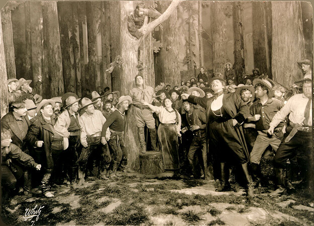 Enrico Caruso (center) stars in Puccini's "La Fanciulla del West"