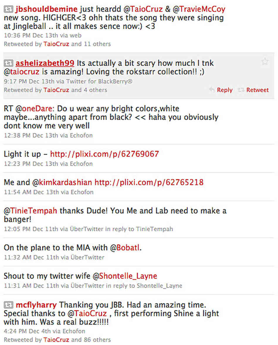 Taio Cruz's Twitter Taio Cruz's Twitter