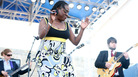 Sharon Jones and the Dap-Kings performs at the 2010 Newport Folk Festival. Sharon Jones and the Dap-Kings performs at the 2010 Newport Folk Festival.