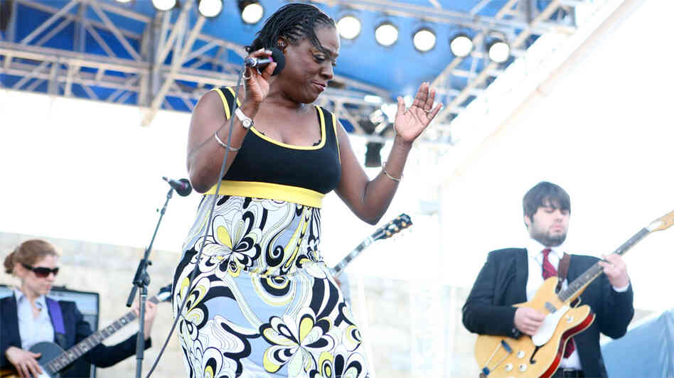 Sharon Jones and the Dap-Kings performs at the 2010 Newport Folk Festival. Sharon Jones and the Dap-Kings performs at the 2010 Newport Folk Festival.