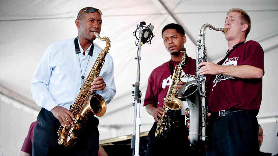 Branford Marsalis performs with the North Carolina Central Jazz Big Band at Newport Jazz.