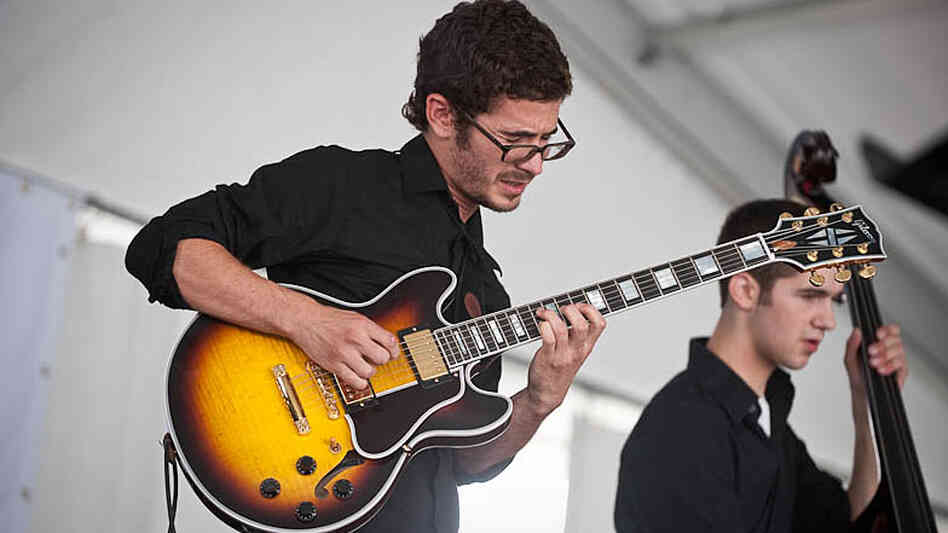 Roy Guzman performs at Newport Jazz.