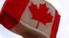 A Canadian flag hot air balloon. A Canadian flag hot air balloon.