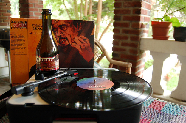 A Charles Mingus LP gets cozy with a Verdi Imperial Stout.