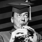 Woody Herman in a mortar board Woody Herman in a mortar board