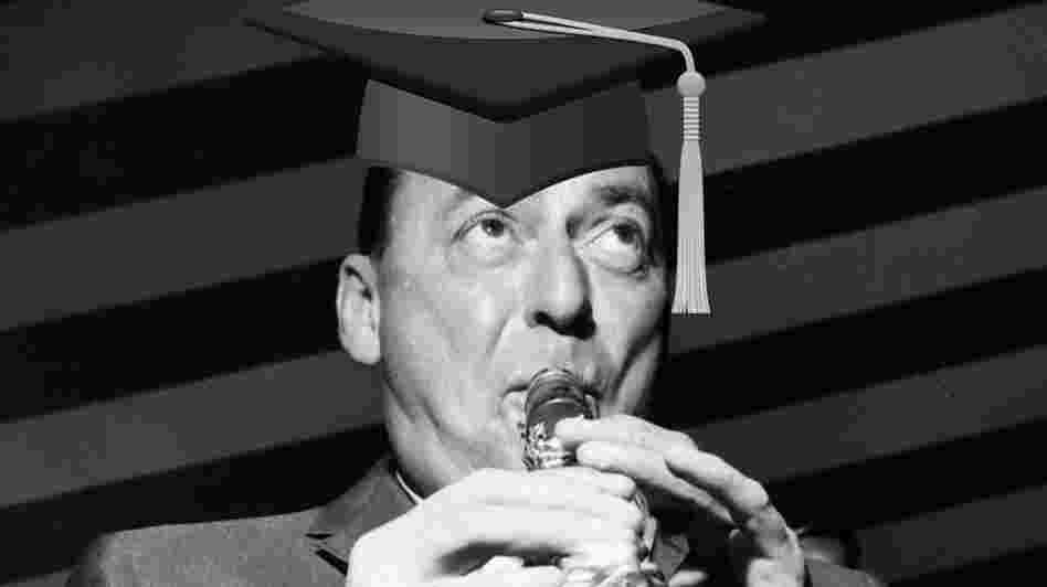 Woody Herman in a mortar board Woody Herman in a mortar board