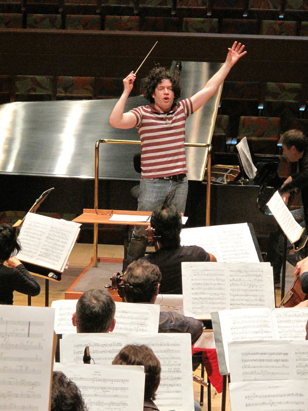 Gustavo Dudamel rehearses with the L.A. Philharmonic at the Walt Disney Concert Hall.