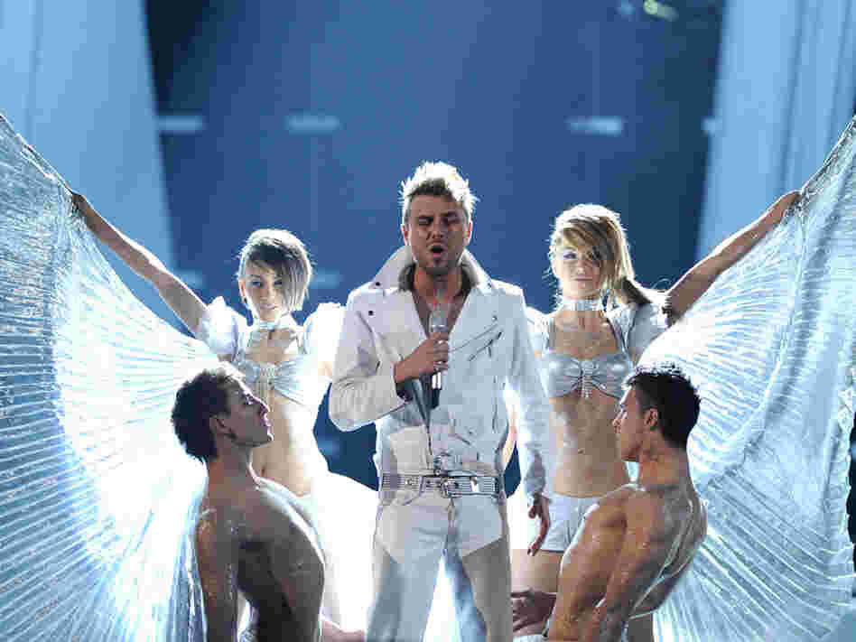 Miro, from Bulgaria, in rehearsal for Eurovision