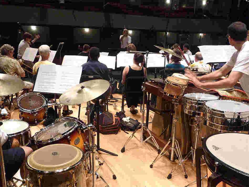 Gil Rose rehearses the American Composers Orchestra during the Jazz Composers Orchestra Institute