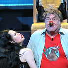 Under a magical spell, Titania (Sally Dexter) falls in love with Bottom (Desmond Barrit) Under a magical spell, Titania (Sally Dexter) falls in love with Bottom (Desmond Barrit)