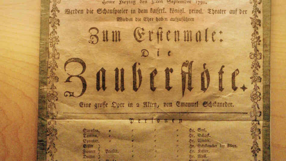 The original poster advertising the premiere of The Magic Flute on Sept. 30, 1791, is on display at the birth home of Wolfgang Amadeus Mozart.