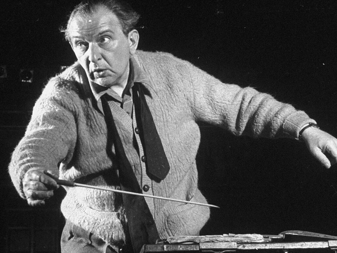 Conductor Fritz Reiner at a 1950 rehearsal.