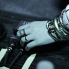 Alexis Krauss of Sleigh Bells adjusts her pedals; photo by Shantel Mitchell