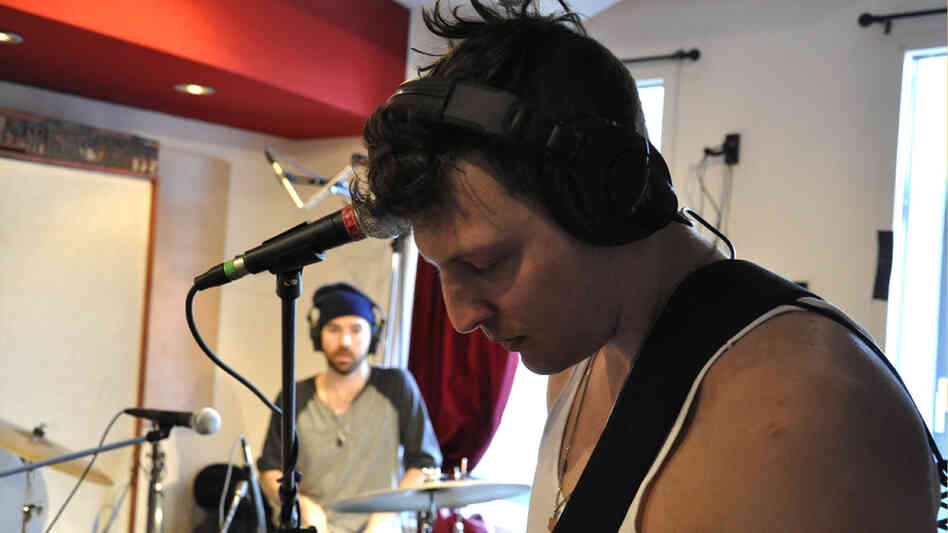 Yeasayer performs at the Cutting Room Studios in New York City. Yeasayer performs at the Cutting Room Studios in New York City.
