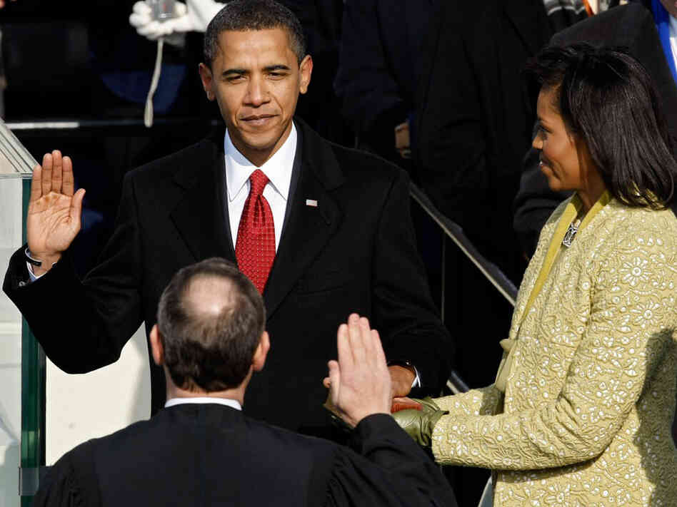 Barack Obama is sworn in as the 44th president by Supreme Court Chief Justice John Roberts. Barack Obama is sworn in as the 44th president by Supreme Court Chief Justice John Roberts.