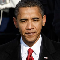 Barack Obama is sworn in as the 44th president by Supreme Court Chief Justice John Roberts.