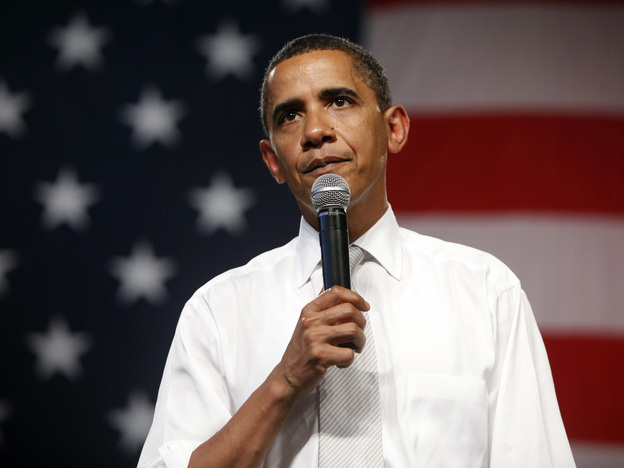 President Obama speaks during a town hall meeting on health care.