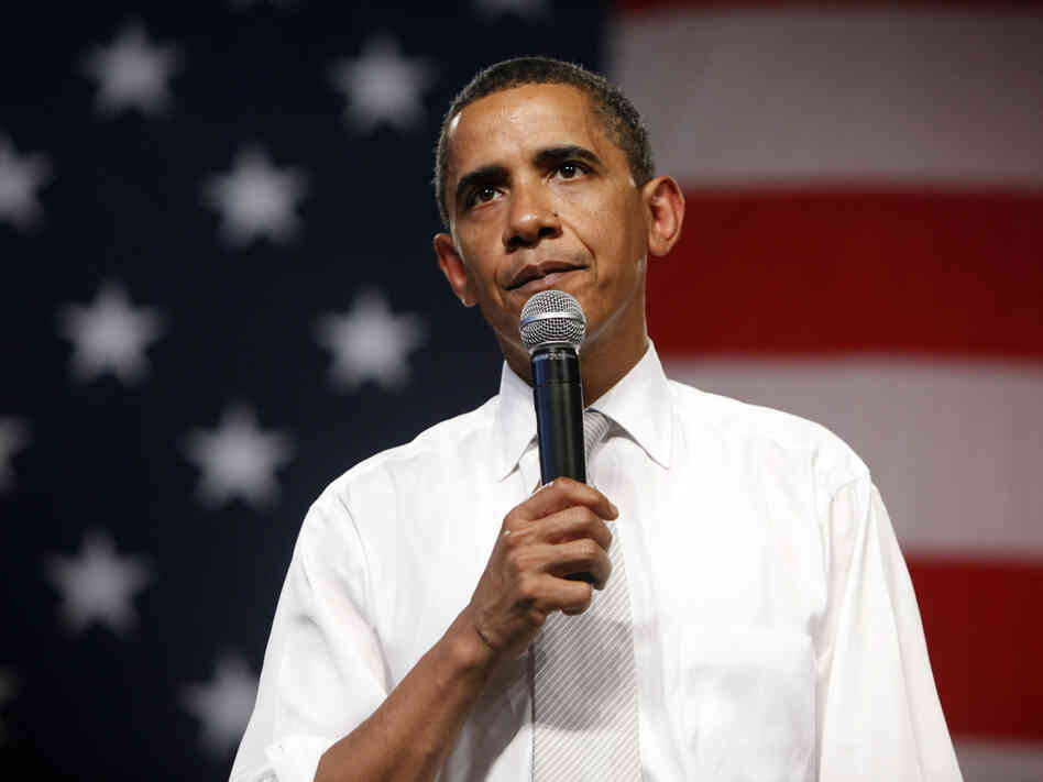 President Obama speaks during a town hall meeting on health care.
