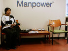 Linda Short waits to talk to a staffing specialist at Manpower Linda Short waits to talk to a staffing specialist at Manpower
