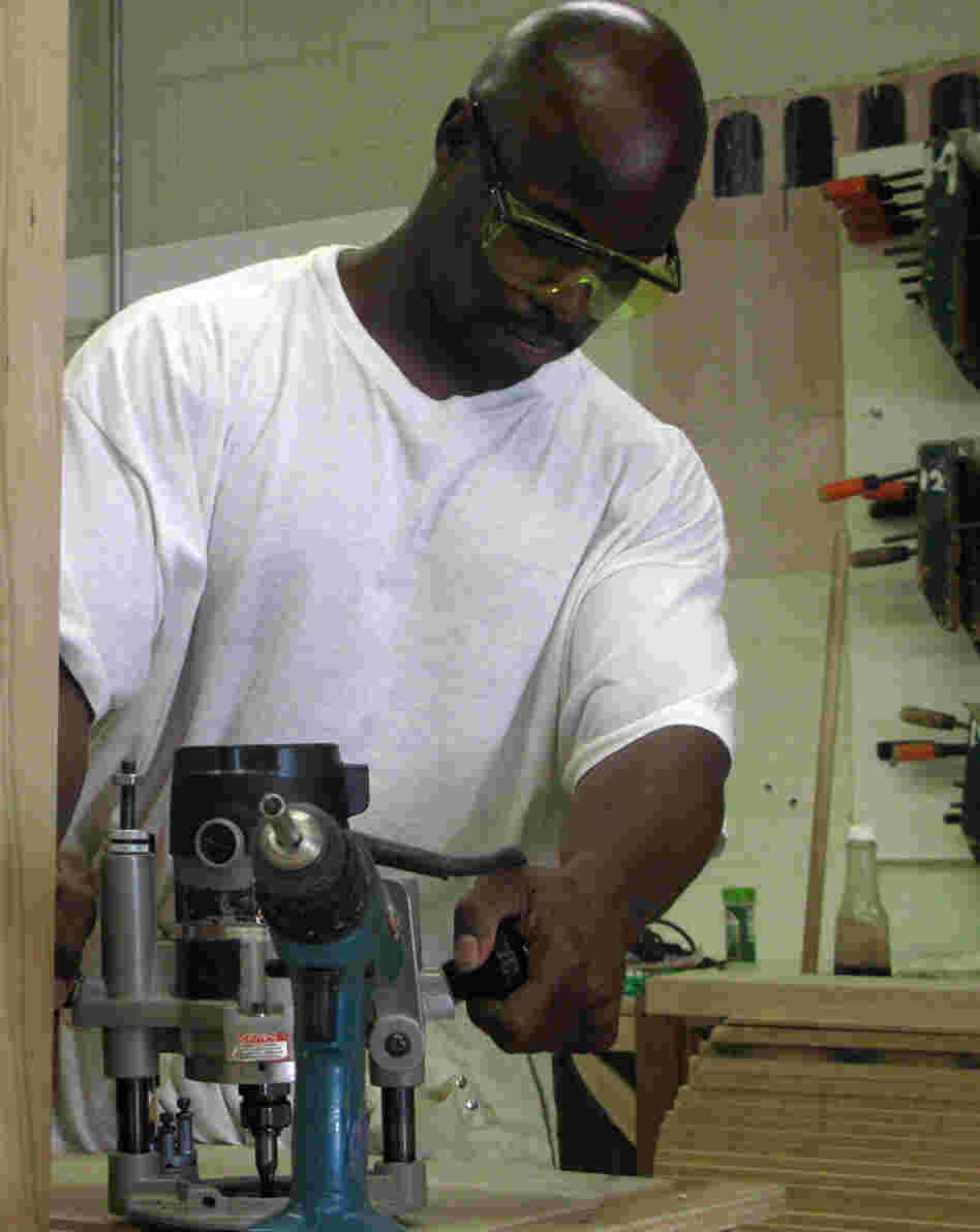 Derrick Poole is enrolled in Folsom's mill and cabinetry program.