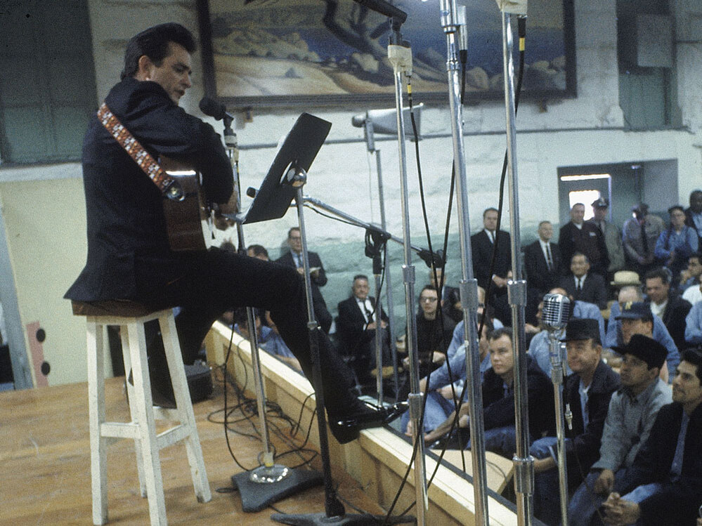 Johnny Cash performs for inmates at Folsom State Prison in January 1968