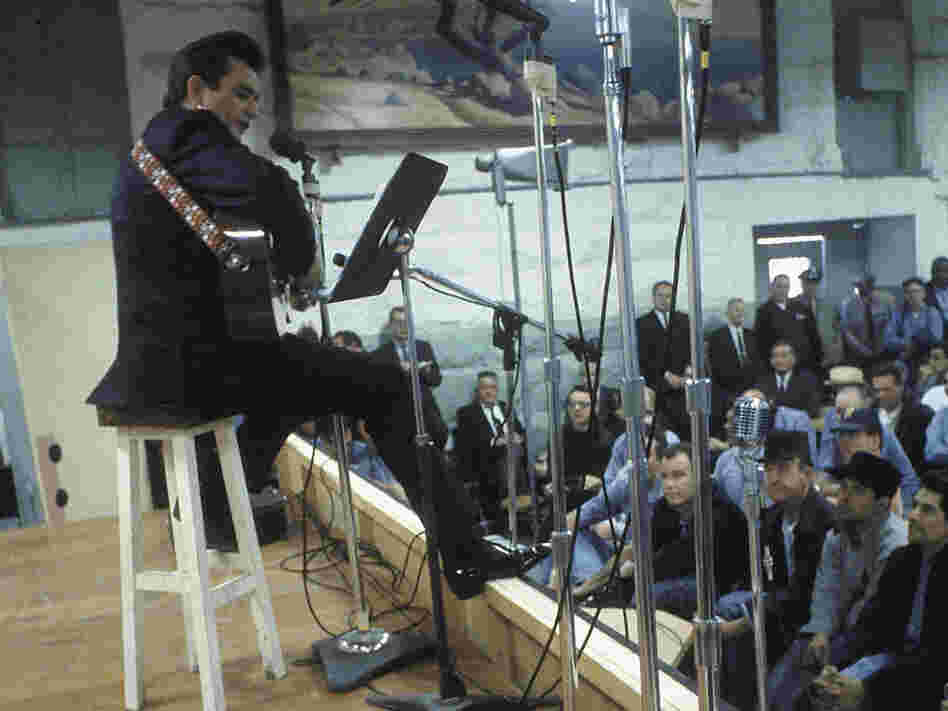 Johnny Cash performs for inmates at Folsom State Prison in January 1968